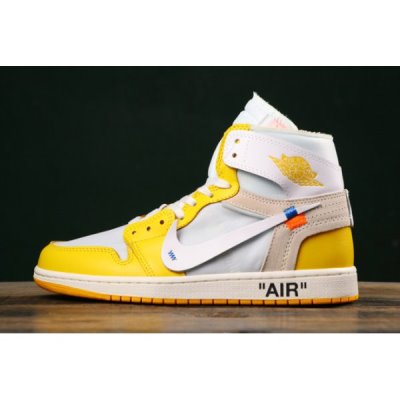 Nike Erkek Air Jordan 1 X Off-white Nrg Beyaz / Koyu Sarı Basketbol Ayakkabısı Türkiye - 1ICUQZF6